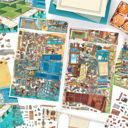 Animal Shops 3D Sticker | 2 Cute Miniature Scenes