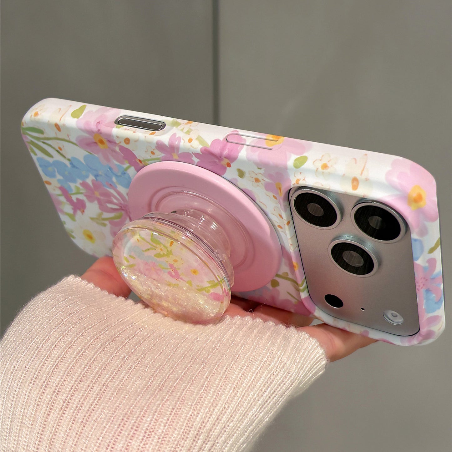 Flower Quicksand Magnetic Stand Acrylic Phone Case