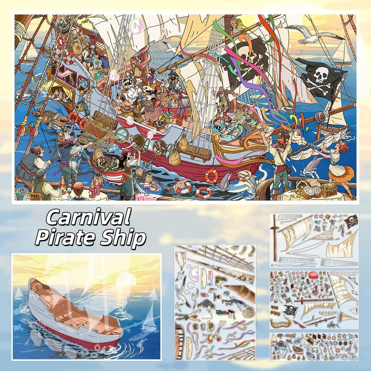 Gold-Rush Journey 3D Sticker | 2 Cute Miniature Scenes