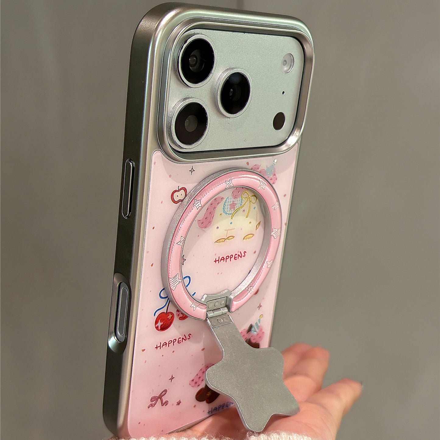 Cherry Pony Gilt Magnetic Stand Acrylic Phone Case