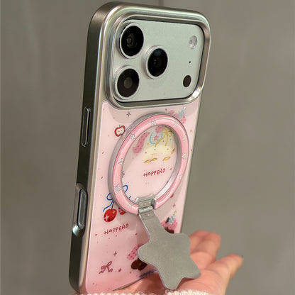 Cherry Pony Gilt Magnetic Stand Acrylic Phone Case