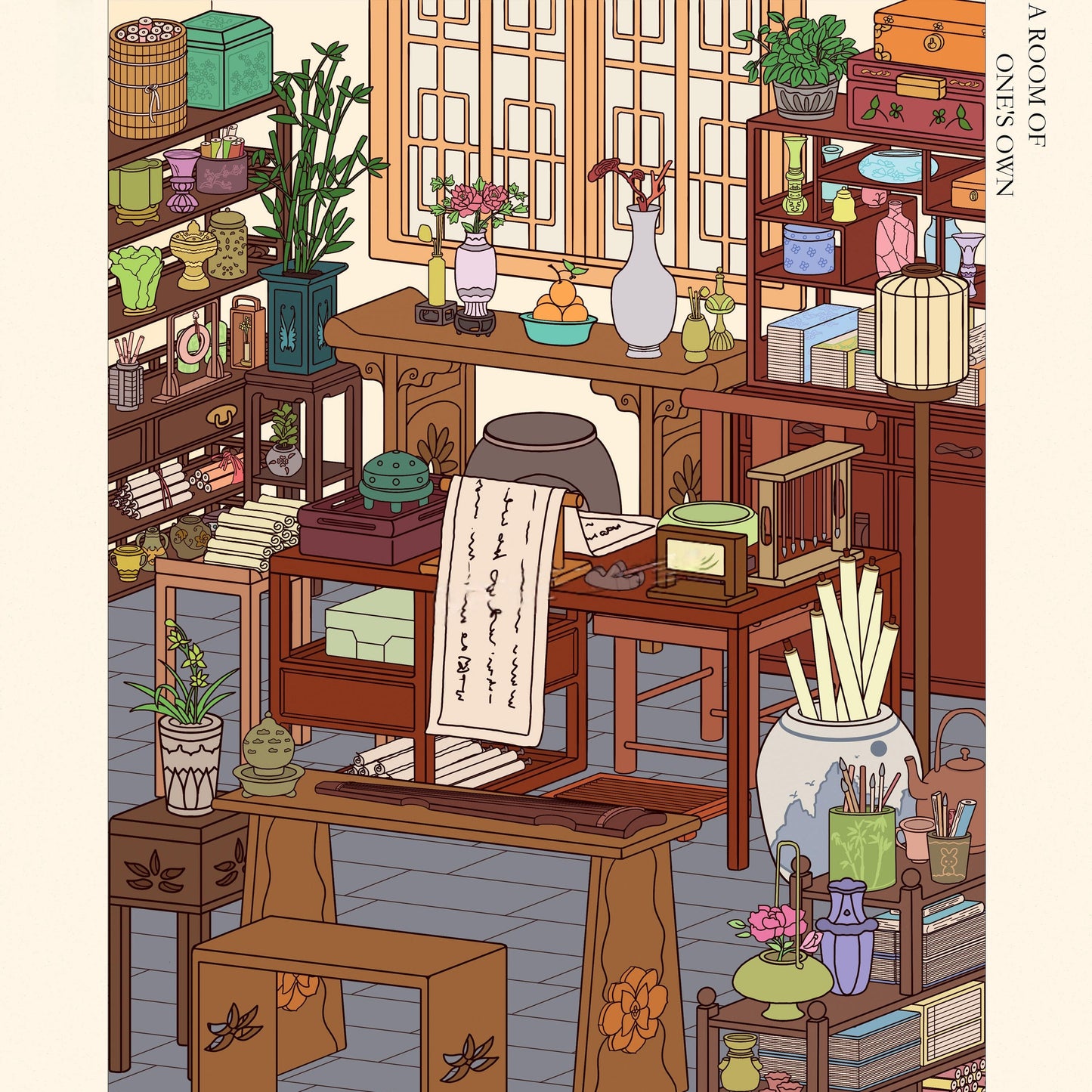 Ancient Chinese Room 3D Sticker | 4 Cute Miniature Scenes