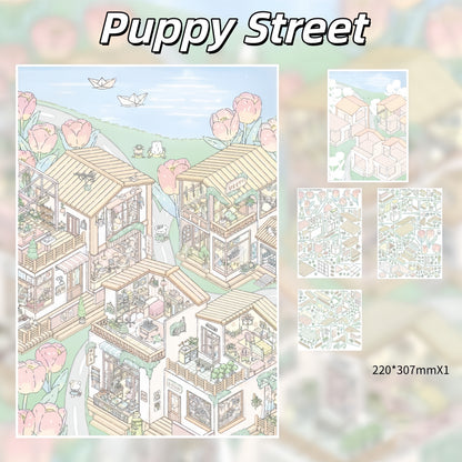 Animal Neighborhoods 3D Sticker | 4 Cute Miniature Scenes