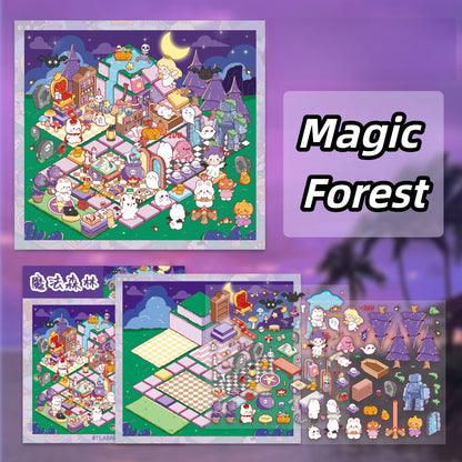 Monopoly Adventure 3D Sticker | 4 Cute Miniature Scenes