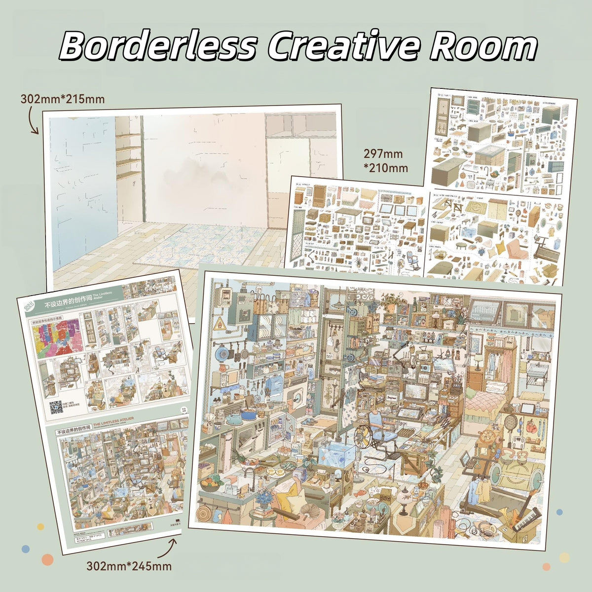 Evening Hour 3D Sticker | 4 Cute Miniature Scenes