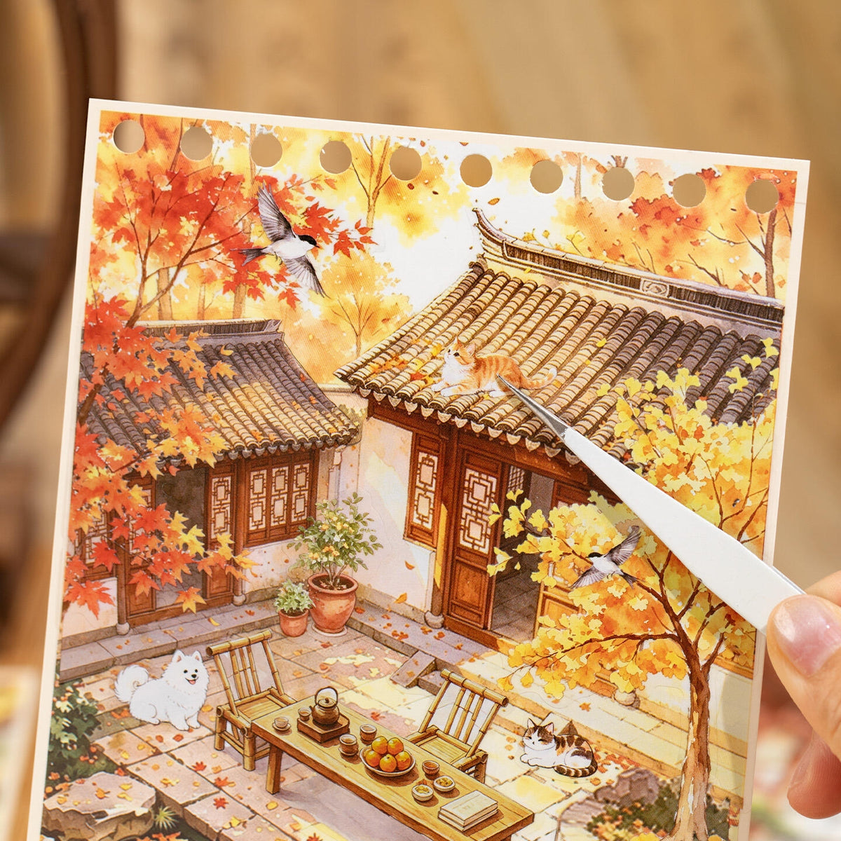 Four Seasons in the Quiet Courtyard 3D Sticker Book