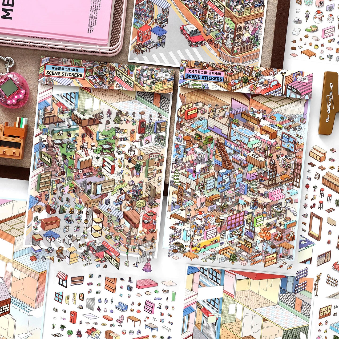 Huge Corners 3D Sticker | 2 Cute Miniature Scenes