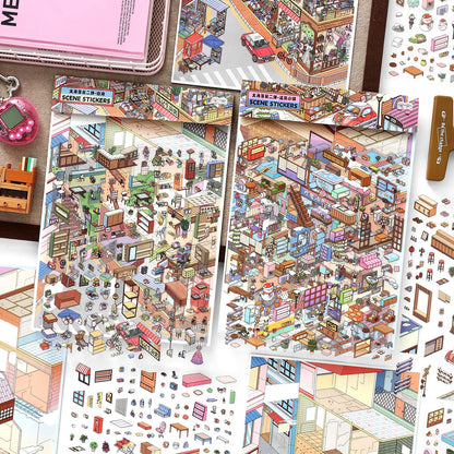Huge Corners 3D Sticker | 2 Cute Miniature Scenes