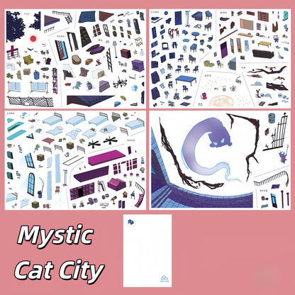 Urban Purr 3D Sticker | 2 Cute Miniature Scenes