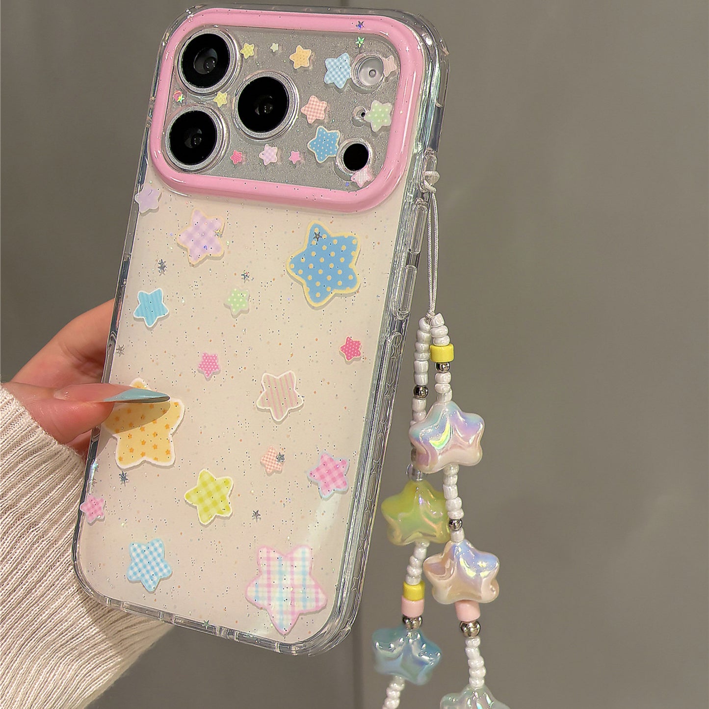 Dopamine Colorful Plaid Stars Acrylic Phone Case