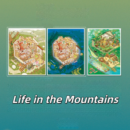 Life in the Mountains 3D Sticker | 2 Cute Miniature Scenes