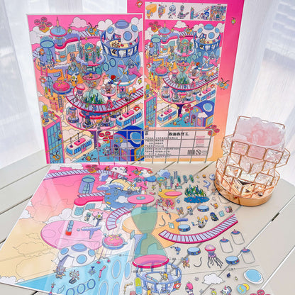 Fantastical City 3D Sticker | 3 Cute Miniature Scenes