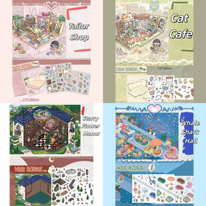 Wee Hours 3D Sticker | 4 Cute Miniature Scenes