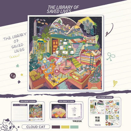 The Fantasy of the Clouds 3D Sticker | 4 Cute Miniature Scenes