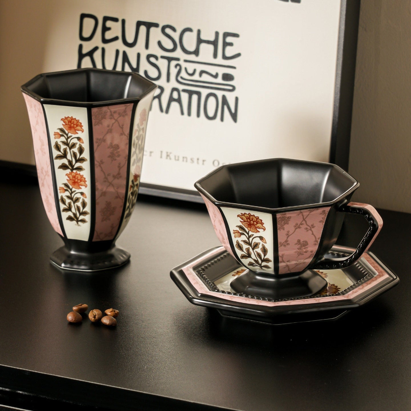 Peony Window Grille Ceramic Mug