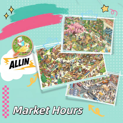 Market Hours 3D Sticker | 3 Cute Miniature Scenes
