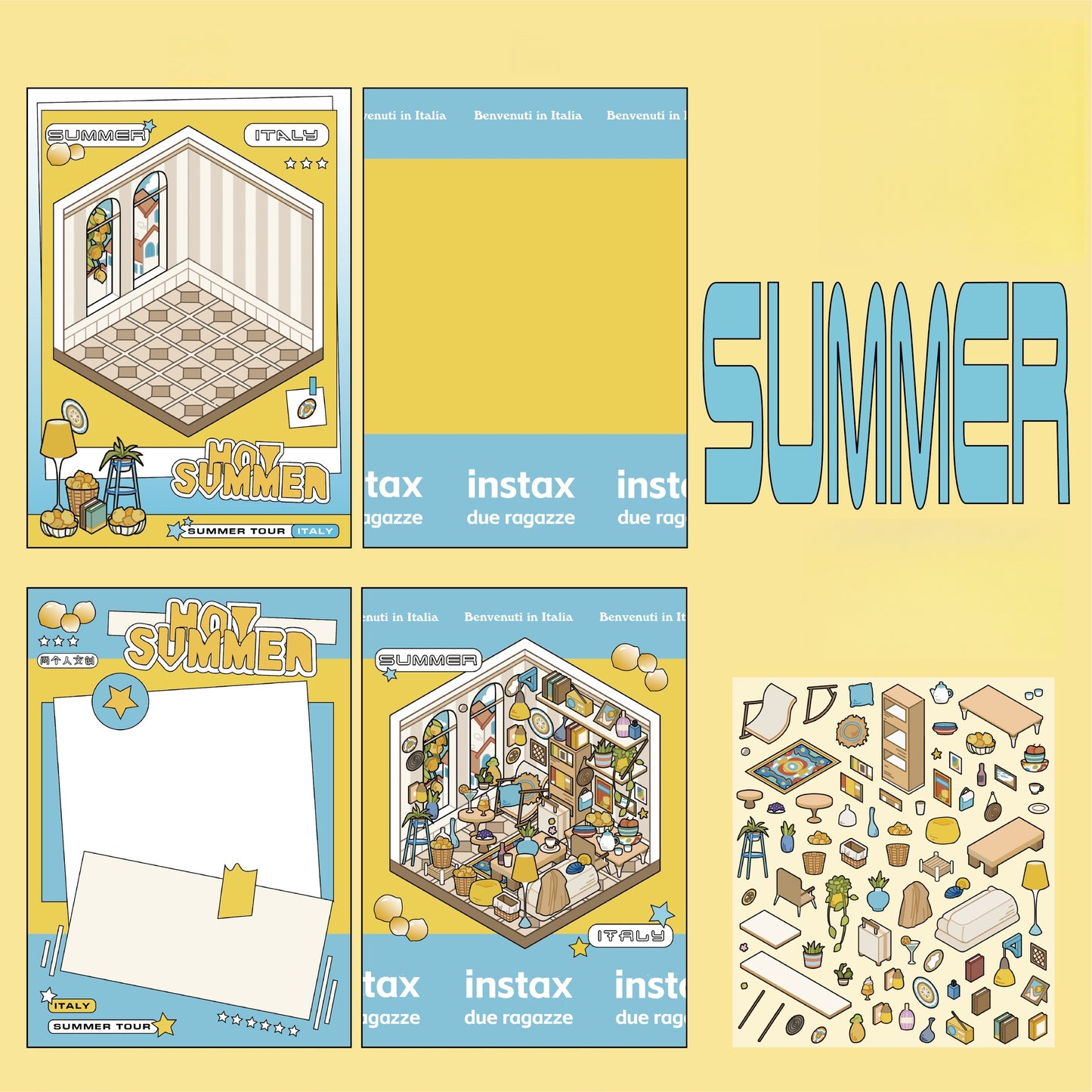 Travel Journal 3D Sticker | 4 Cute Miniature Scenes