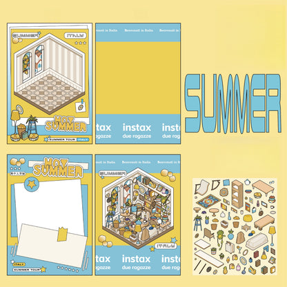 Travel Journal 3D Sticker | 4 Cute Miniature Scenes