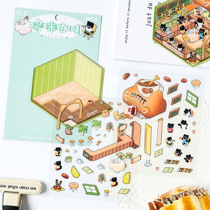 Sweet Shop 3D Sticker | 4 Cute Miniature Scenes