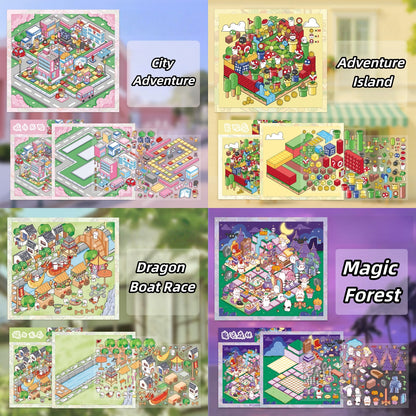 Monopoly Adventure 3D Sticker | 4 Cute Miniature Scenes