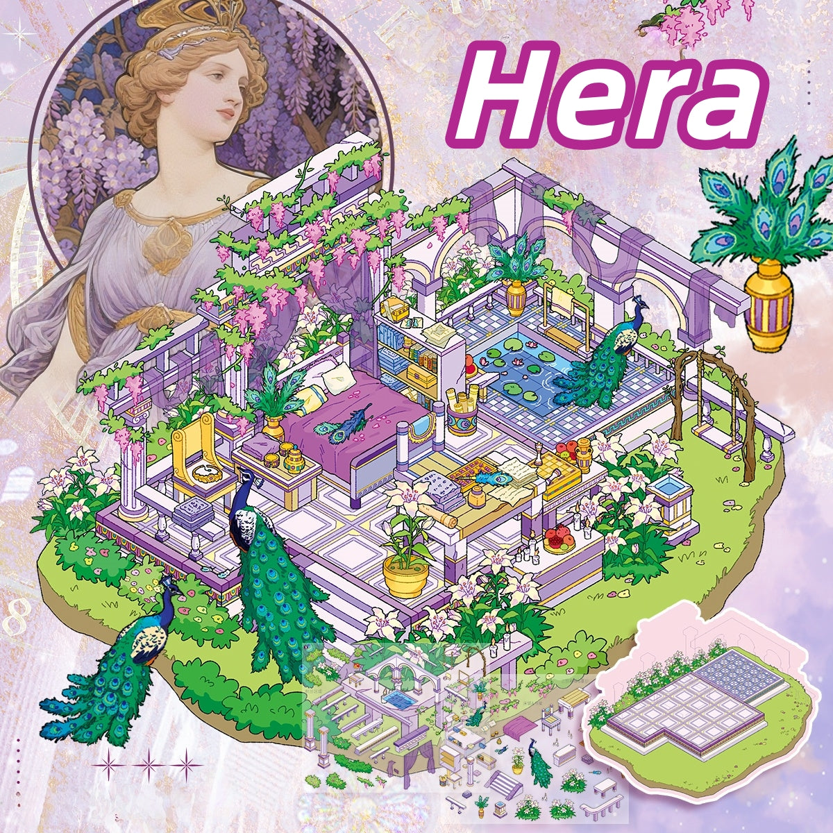 Goddess House 3D Sticker | 4 Cute Miniature Scenes