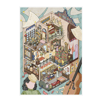 Old Stories of the Republican China 3D Sticker | 2 Cute Miniature Scenes