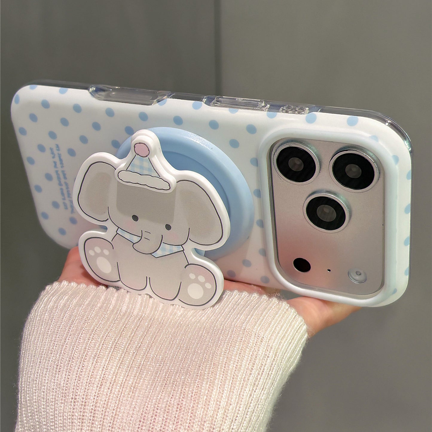 Polka Dot Baby Elephant Magnetic Stand Acrylic Phone Case