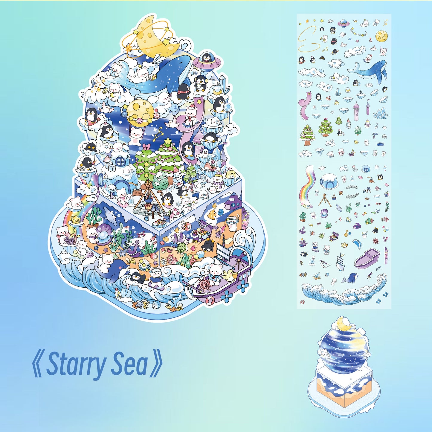 Tea Party 3D Sticker | 4 Cute Miniature Scenes