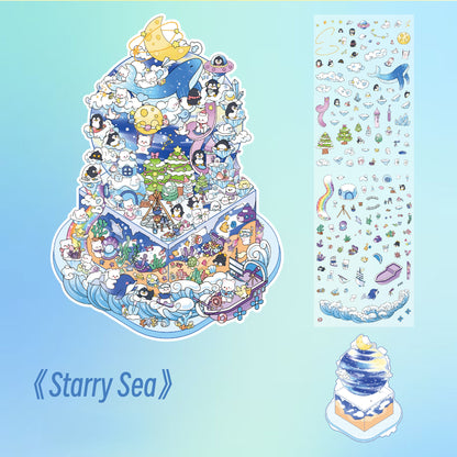 Tea Party 3D Sticker | 4 Cute Miniature Scenes