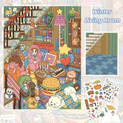 Life in Four Seasons 3D Sticker | 6 Cute Miniature Scenes