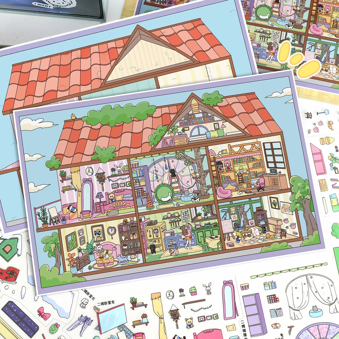 Dreamy House 3D Sticker | 2 Cute Miniature Scenes