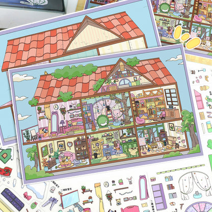 Dreamy House 3D Sticker | 2 Cute Miniature Scenes