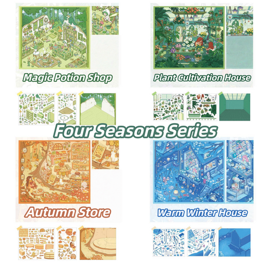 Four Seasons Series 3D Sticker | 4 Cute Miniature Scenes