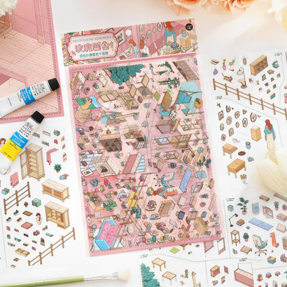 Rose Painting House 3D Sticker