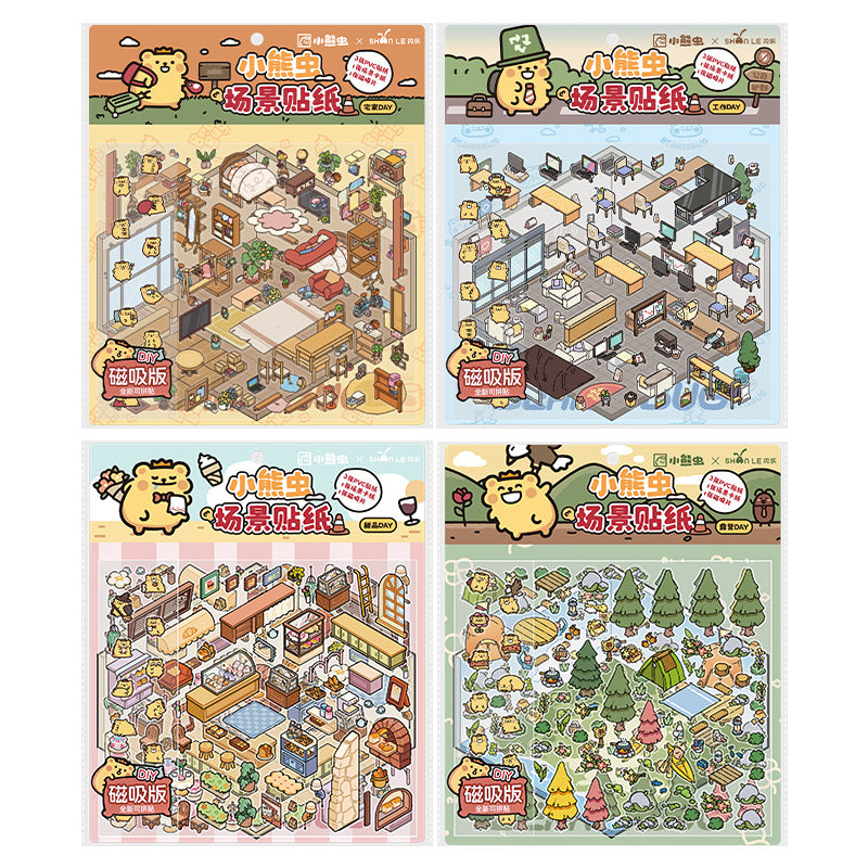 Bear-Bug 3D Sticker | 4 Cute Miniature Scenes