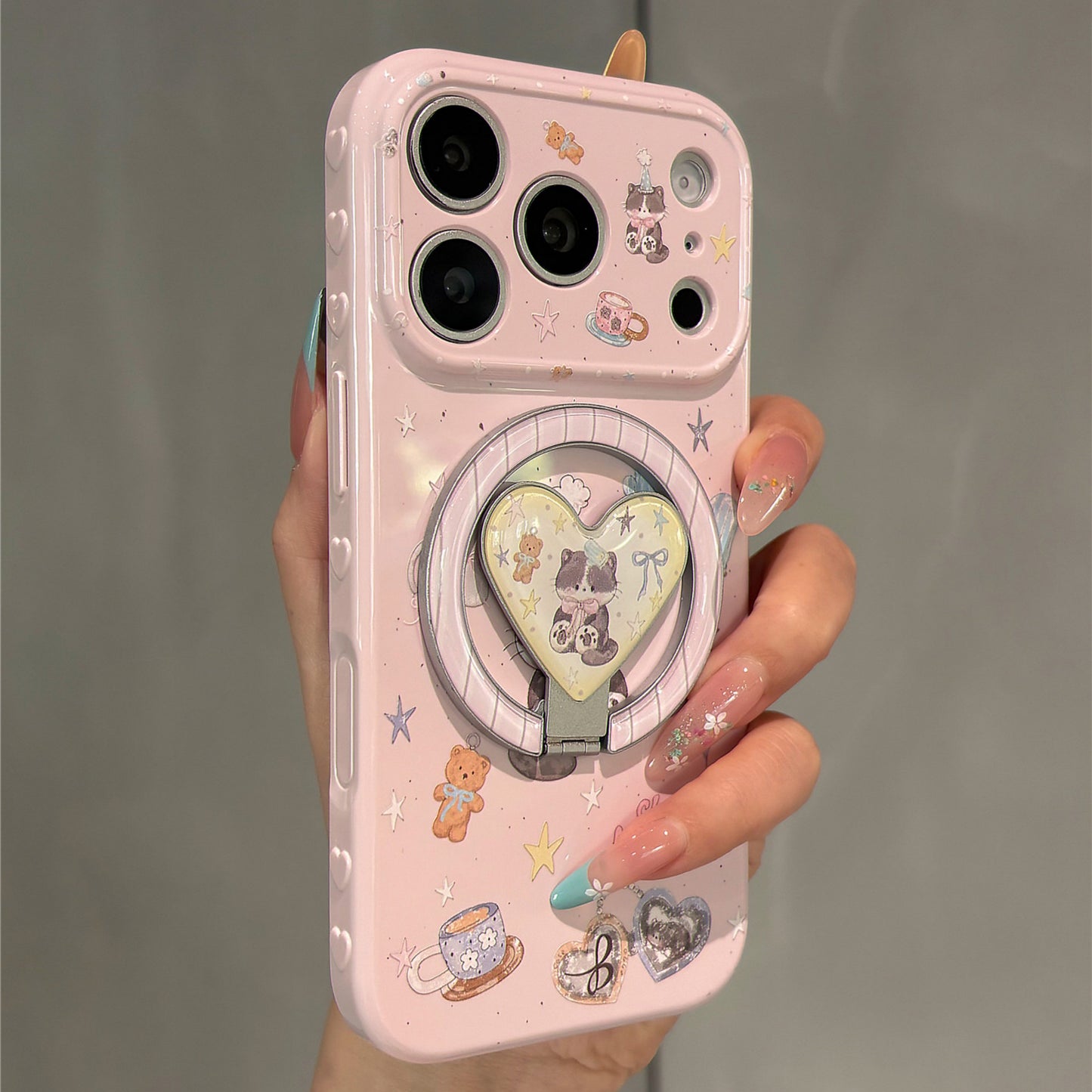 Coffee Bear & Kitty Magnetic Stand Acrylic Phone Case