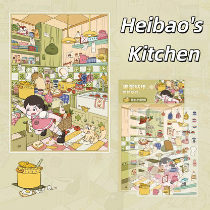 Heibao's Shop 3D Sticker | 4 Cute Miniature Scenes