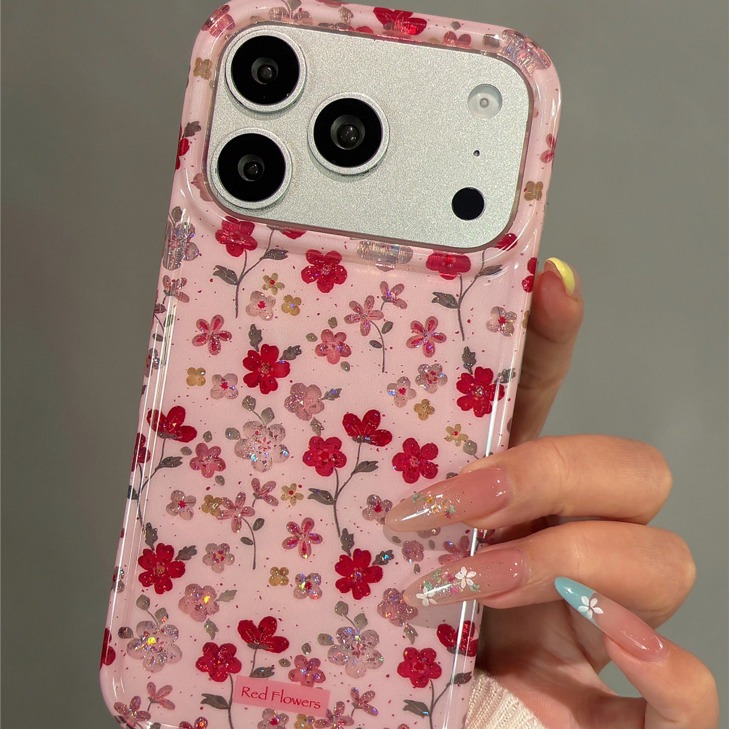 Pink Gilt Flowers Acrylic Phone Case