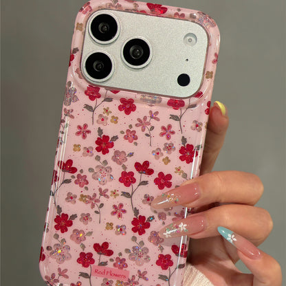 Pink Gilt Flowers Acrylic Phone Case