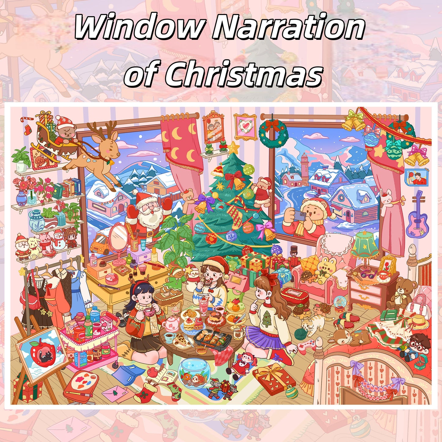 Christmas Time 3D Sticker | 4 Cute Miniature Scenes