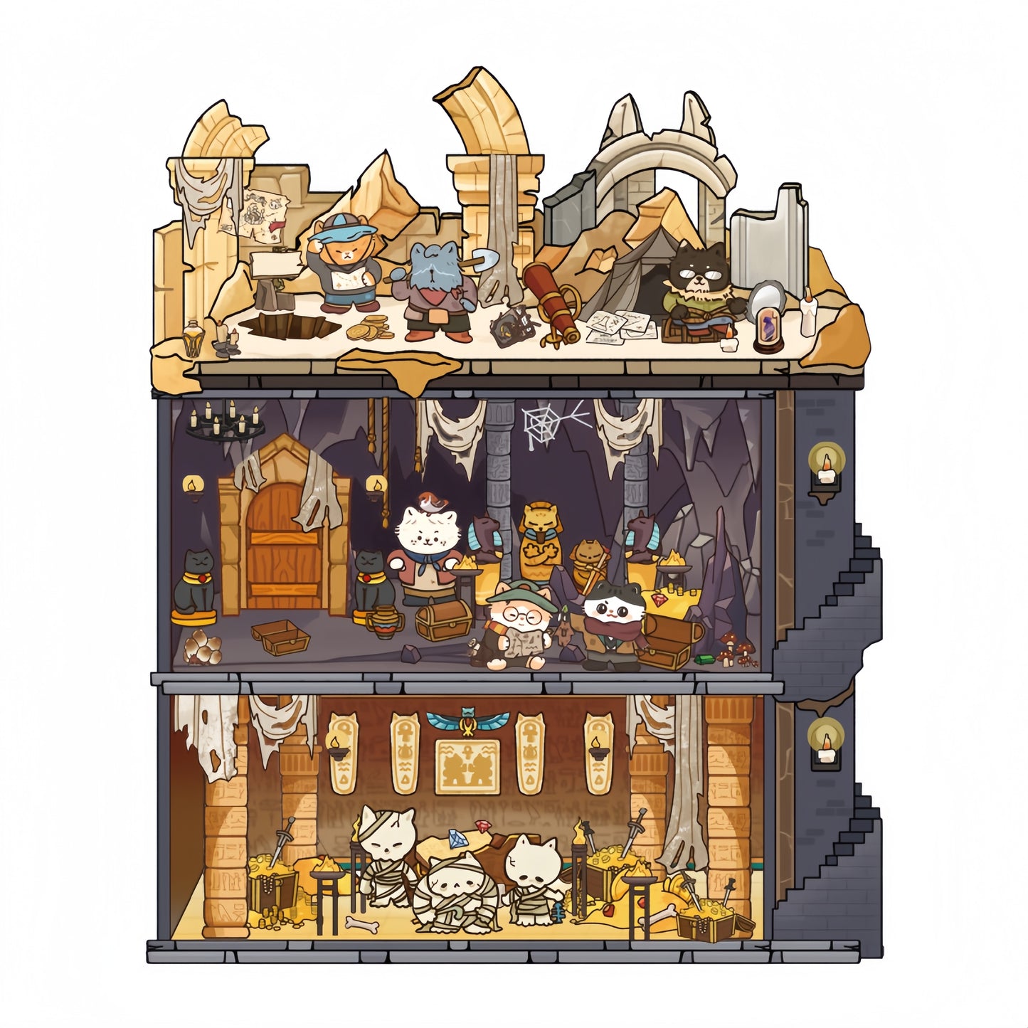 Explorers‘ Guild 3D Sticker | 4 Cute Miniature Scenes