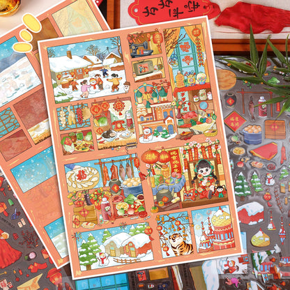 Happy New Year 3D Sticker | 2 Cute Miniature Scene
