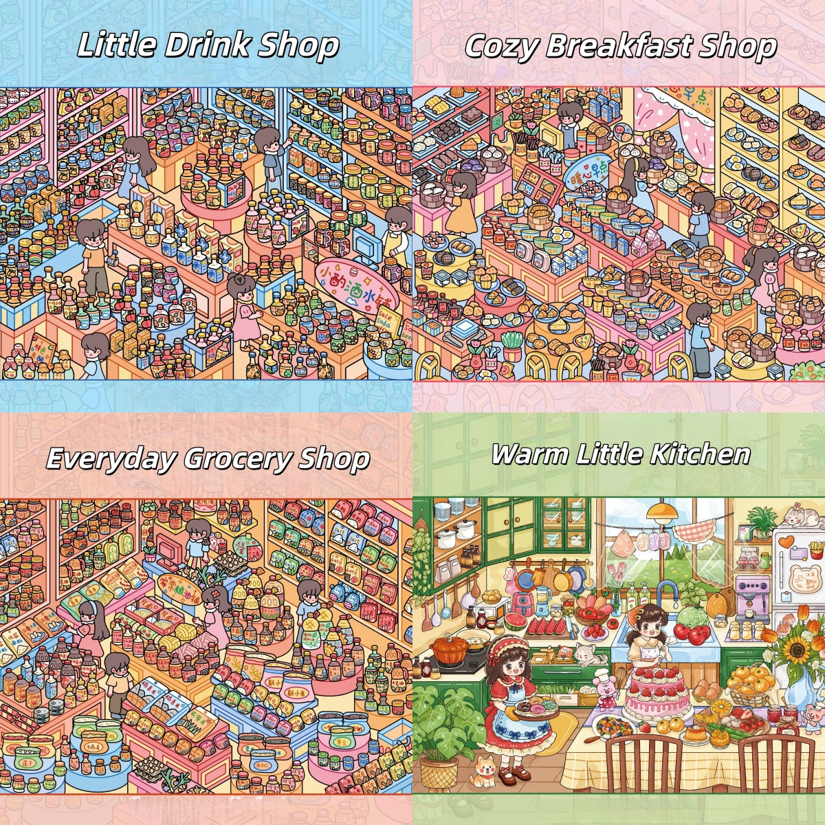 Daily Bites & Stoves 3D Sticker | 4 Cute Miniature Scenes