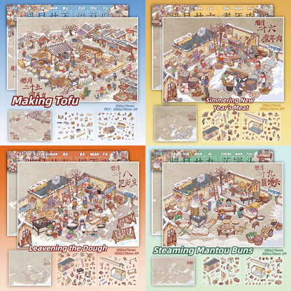 Lunar New Year Traditions 3D Sticker | 4 Cute Miniature Scenes