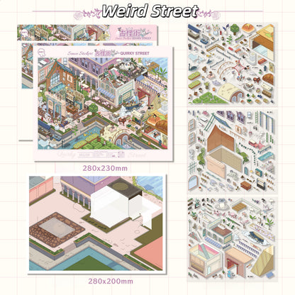 Sunny Wind Street 3D Sticker | 2 Cute Miniature Scenes