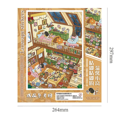 Little Cozy Home 3D Sticker | 2 Cute Miniature Scenes