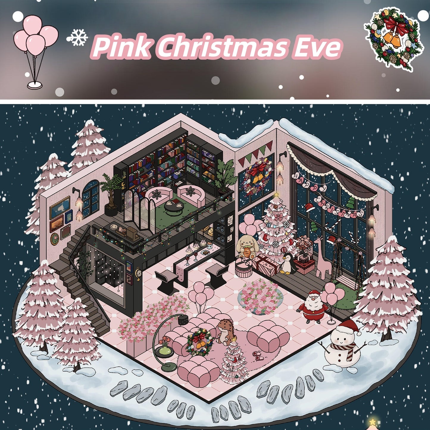 Merry Christmas 3D Sticker | 4 Cute Miniature Scenes