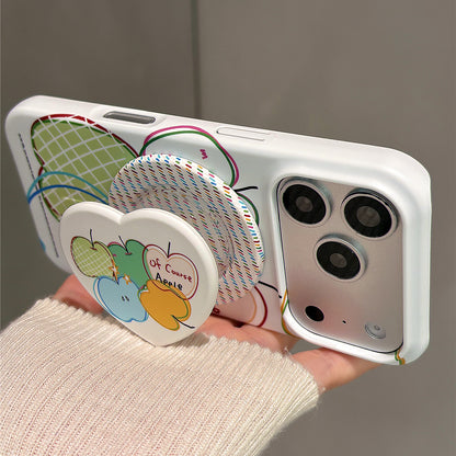 Colorful Doodle Line Apple Magnetic Stand Acrylic Phone Case
