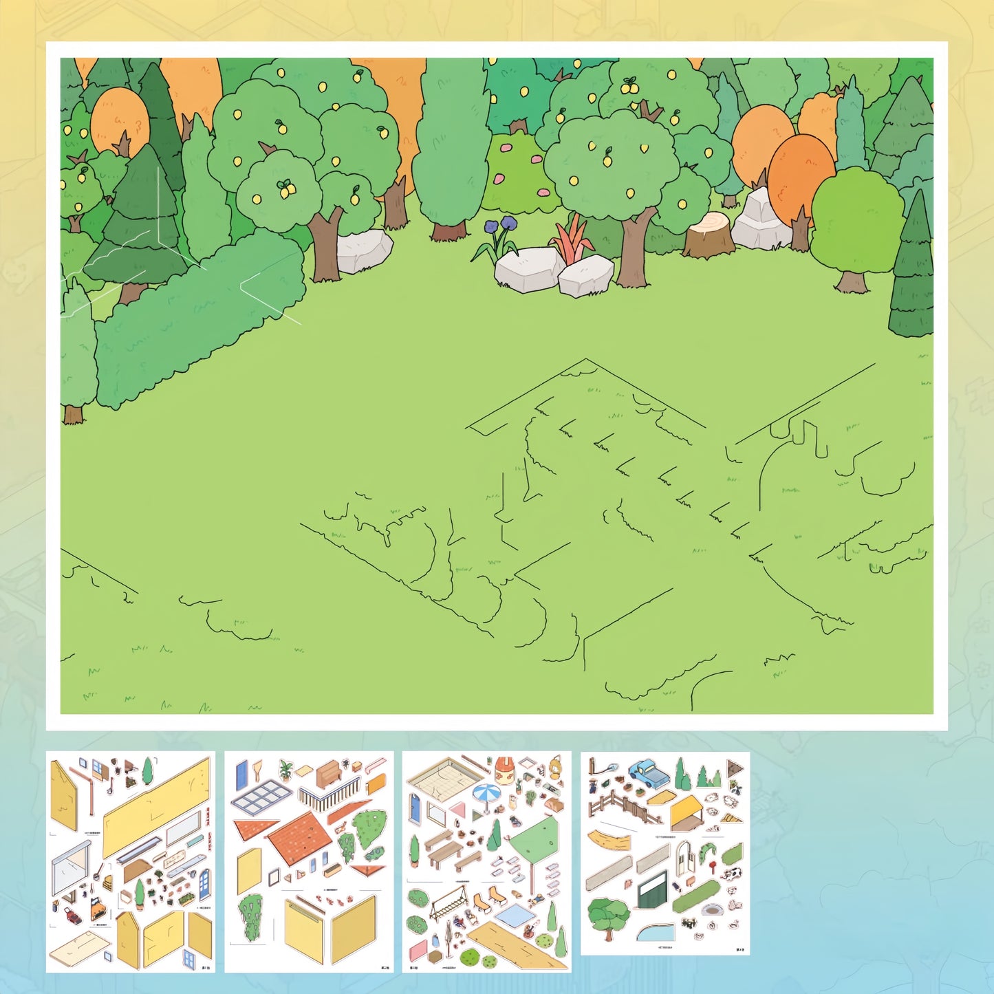 Summer Slow 3D Sticker | 2 Cute Miniature Scenes