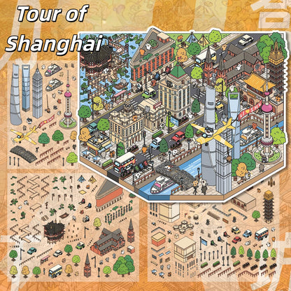 Paws on the Road 3D Sticker | 2 Cute Miniature Scenes